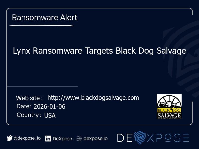 Lynx Ransomware Targets Black Dog Salvage