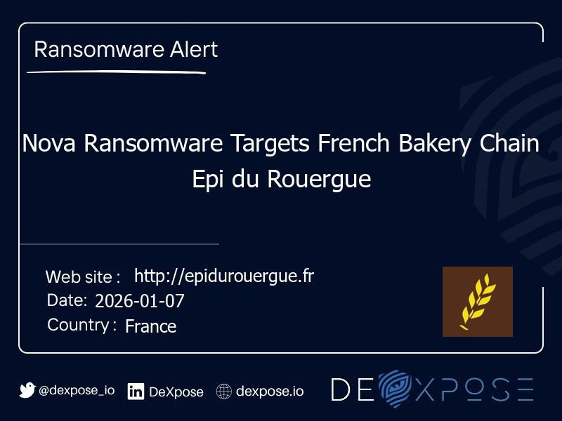 Nova Ransomware Targets French Bakery Chain Epi du Rouergue