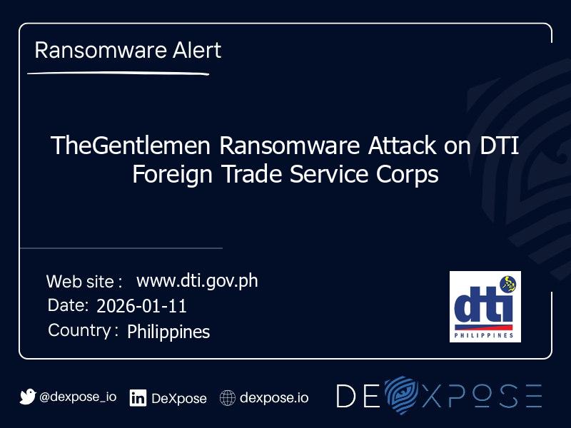 TheGentlemen Ransomware Attack on DTI Foreign Trade Service Corps