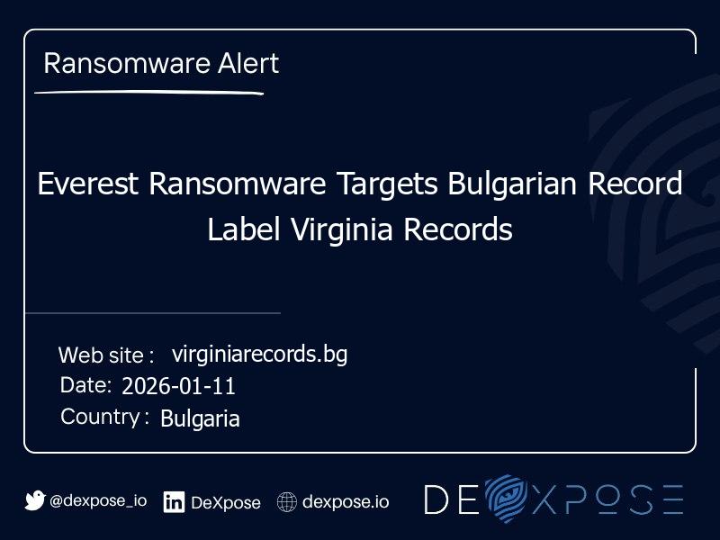 Everest Ransomware Targets Bulgarian Record Label Virginia Records