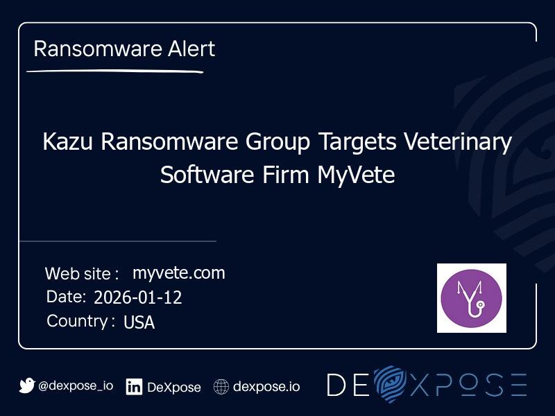 Kazu Ransomware Group Targets Veterinary Software Firm MyVete