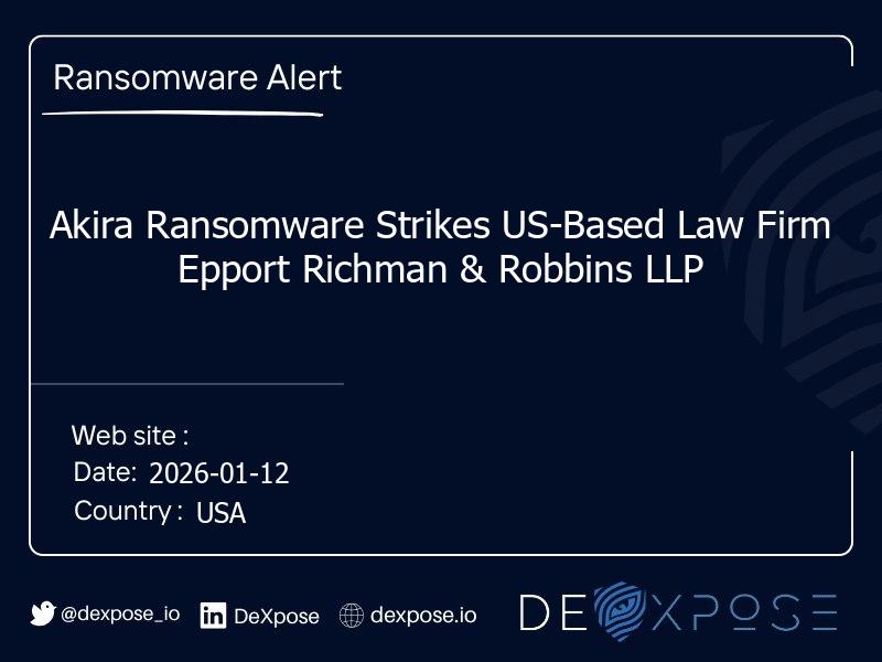 Akira Ransomware Strikes US-Based Law Firm Epport Richman & Robbins LLP