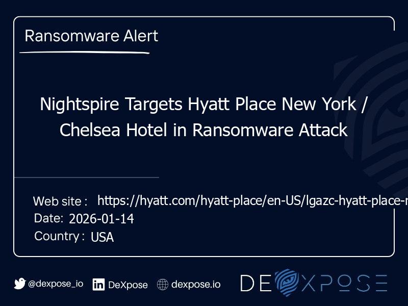 Nightspire Targets Hyatt Place New York / Chelsea Hotel in Ransomware Attack