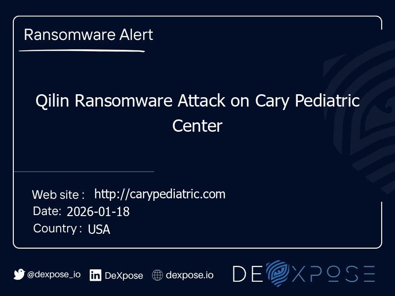 Qilin Ransomware Attack on Cary Pediatric Center