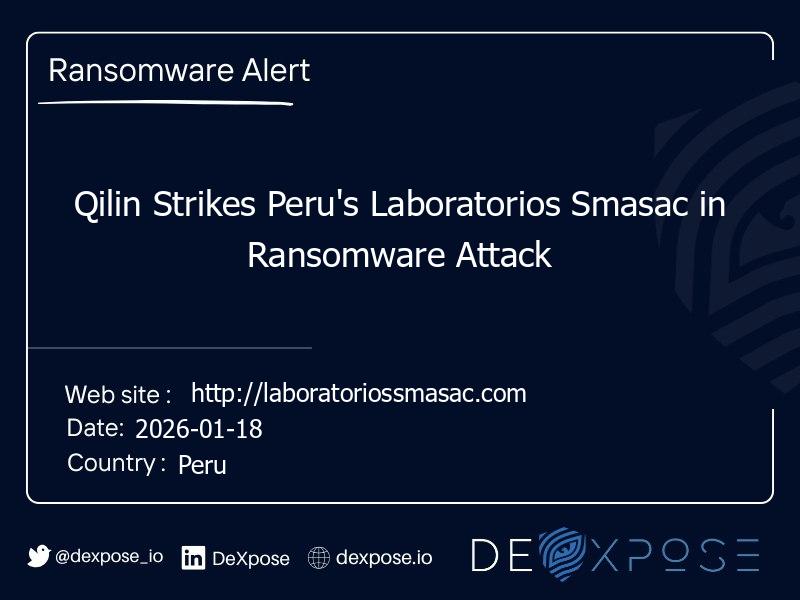 Qilin Strikes Peru's Laboratorios Smasac in Ransomware Attack