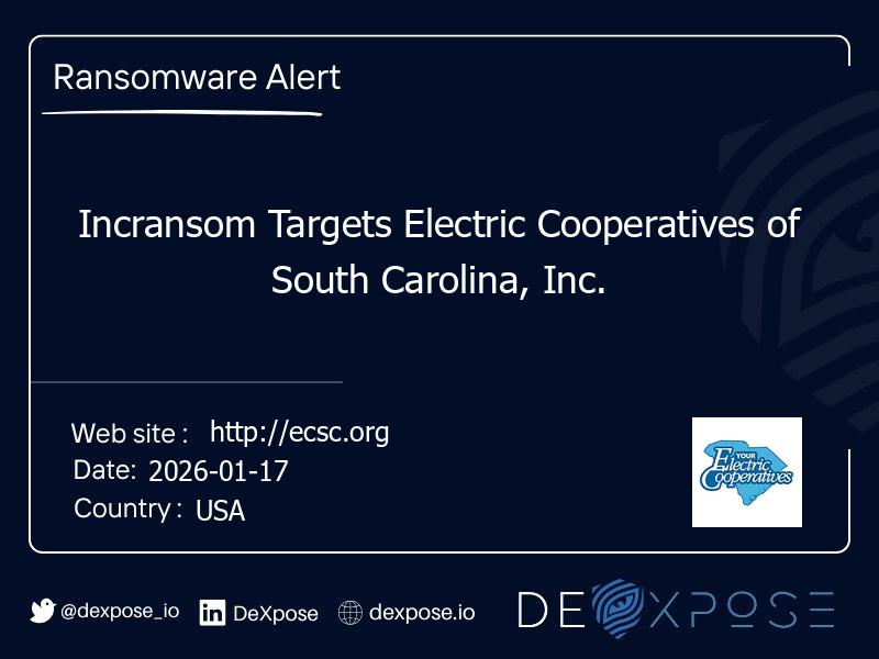Incransom Targets Electric Cooperatives of South Carolina, Inc.