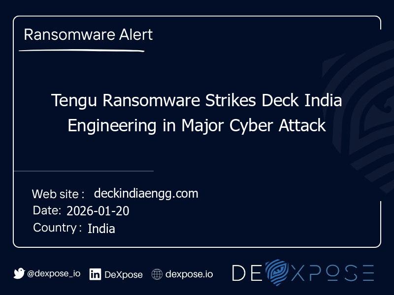 Tengu Ransomware Strikes Deck India Engineering in Major Cyber Attack