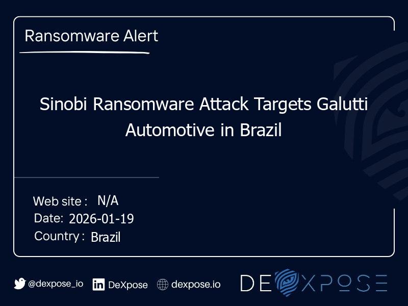 Sinobi Ransomware Attack Targets Galutti Automotive in Brazil