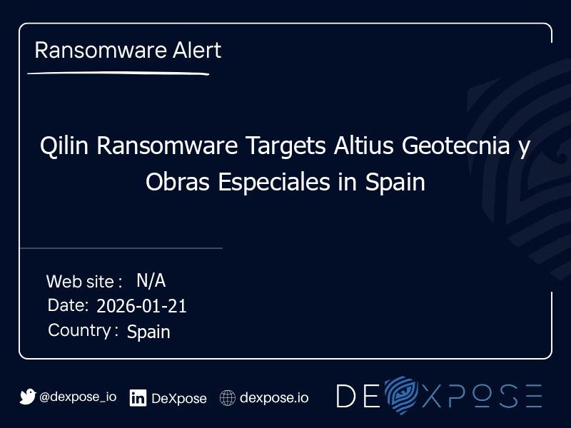 Qilin Ransomware Targets Altius Geotecnia y Obras Especiales in Spain