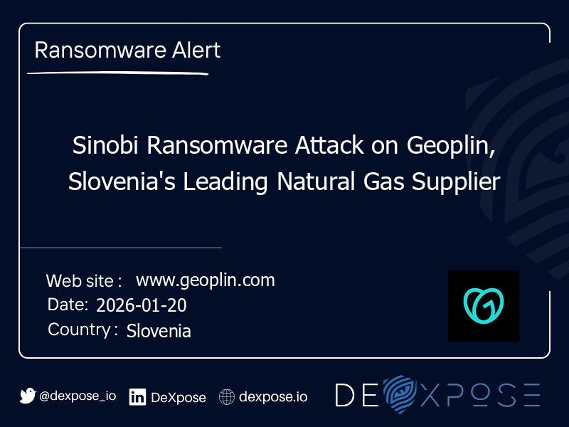 Sinobi Ransomware Attack on Geoplin, Slovenia's Leading Natural Gas Supplier