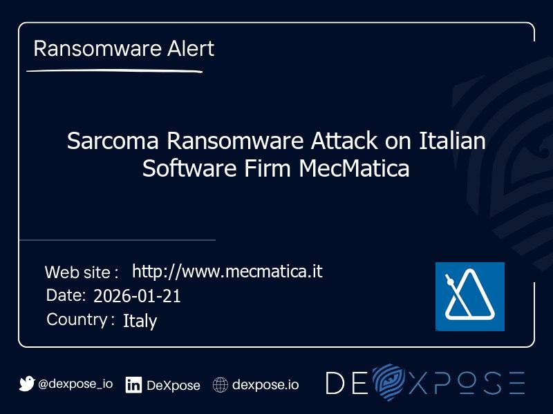 Sarcoma Ransomware Attack on Italian Software Firm MecMatica