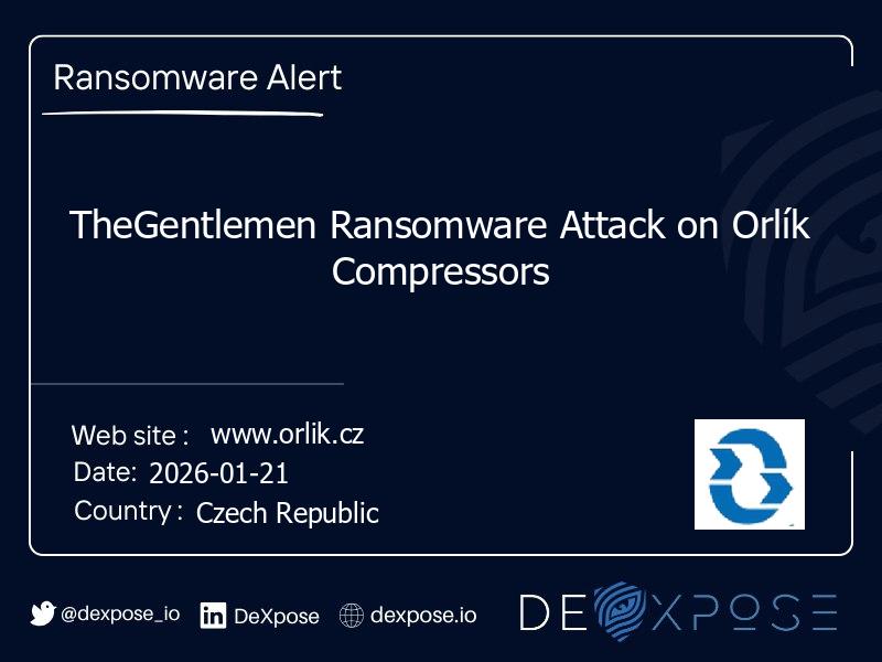 TheGentlemen Ransomware Attack on Orlík Compressors