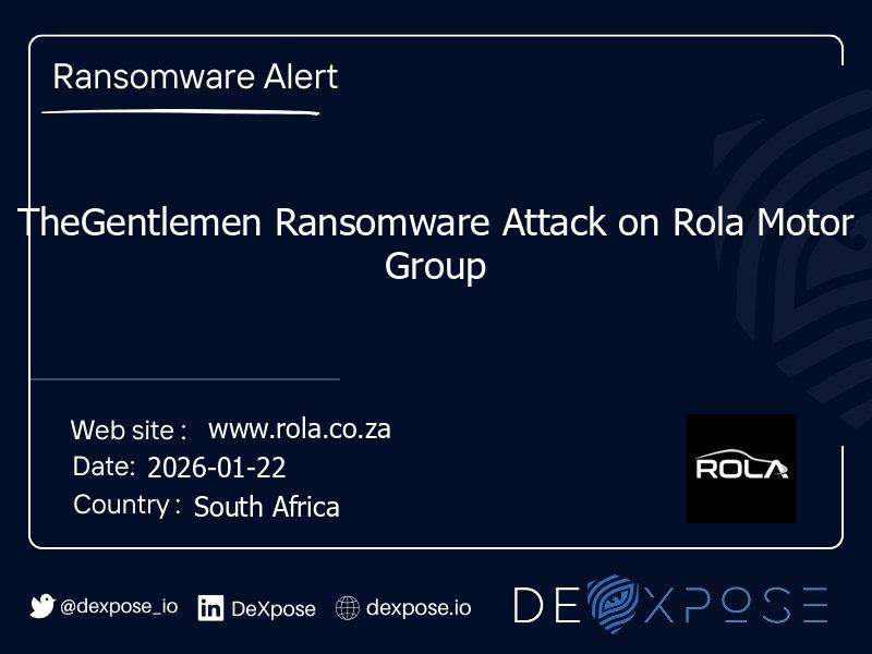 TheGentlemen Ransomware Attack on Rola Motor Group