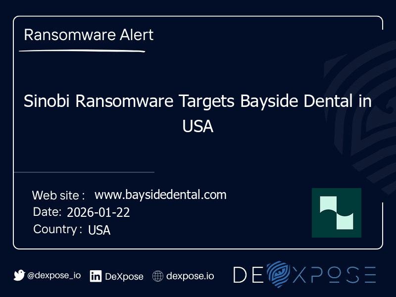 Sinobi Ransomware Targets Bayside Dental in USA