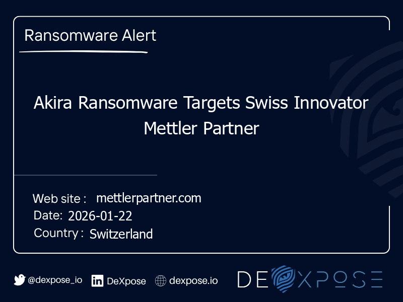 Akira Ransomware Targets Swiss Innovator Mettler Partner