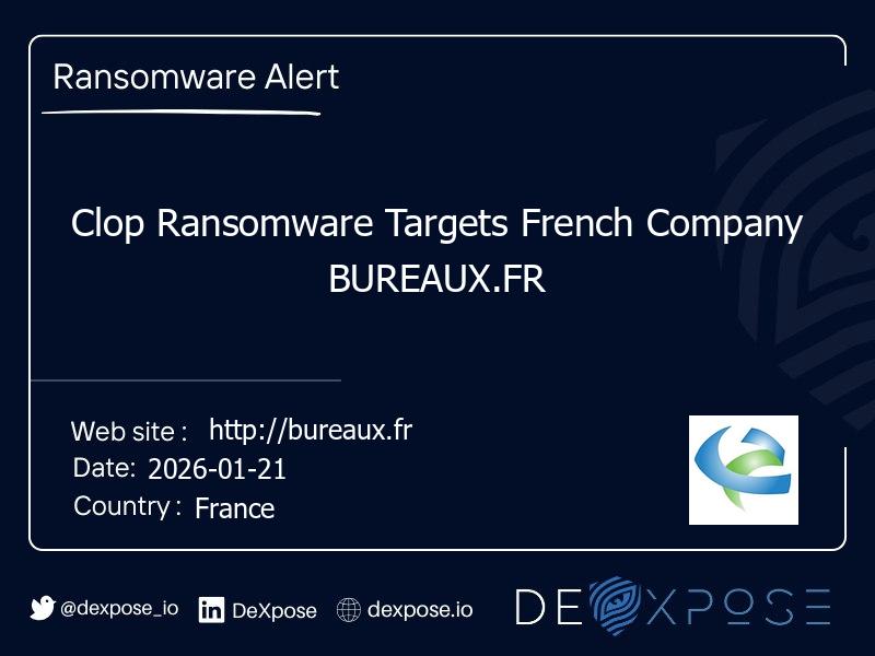 Clop Ransomware Targets French Company BUREAUX.FR