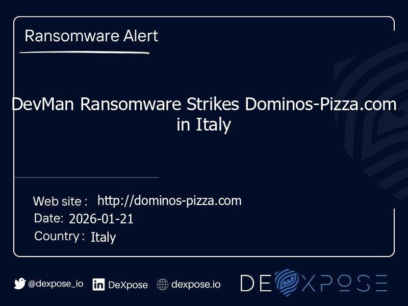 DevMan Ransomware Strikes Dominos-Pizza.com in Italy