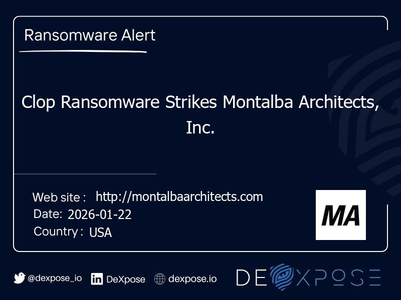 Clop Ransomware Strikes Montalba Architects, Inc.