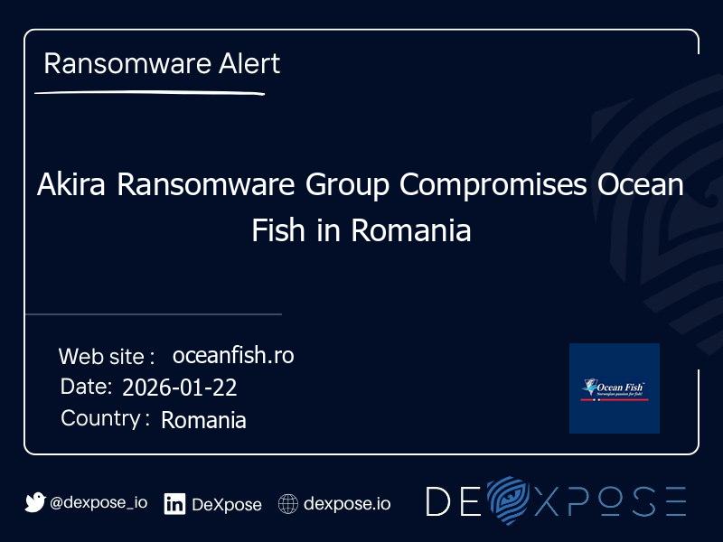 Akira Ransomware Group Compromises Ocean Fish in Romania