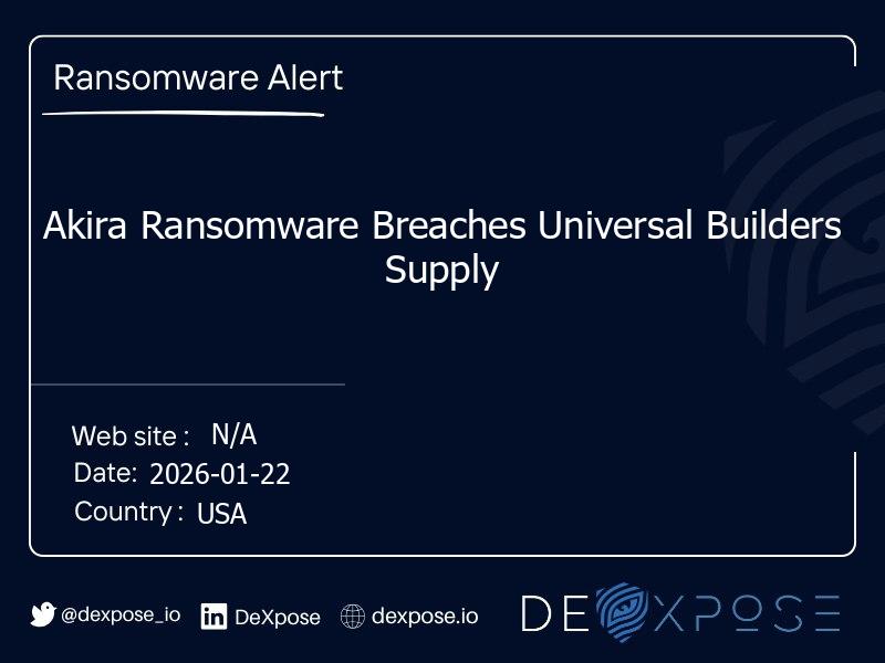 Akira Ransomware Breaches Universal Builders Supply