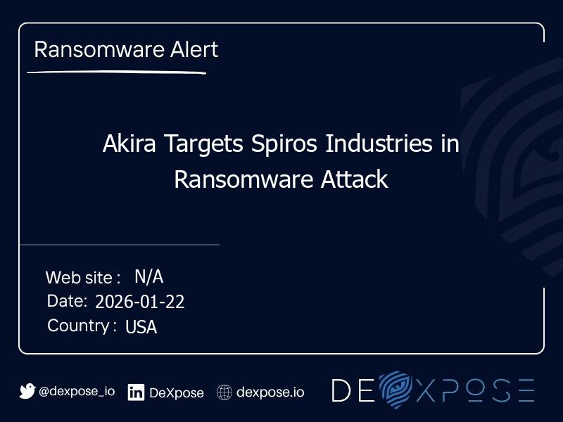 Akira Targets Spiros Industries in Ransomware Attack