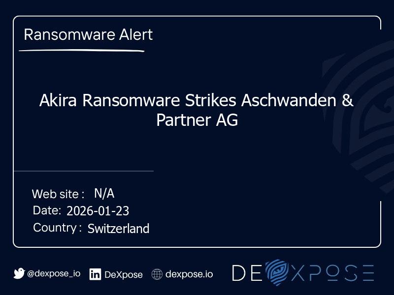 Akira Ransomware Strikes Aschwanden & Partner AG