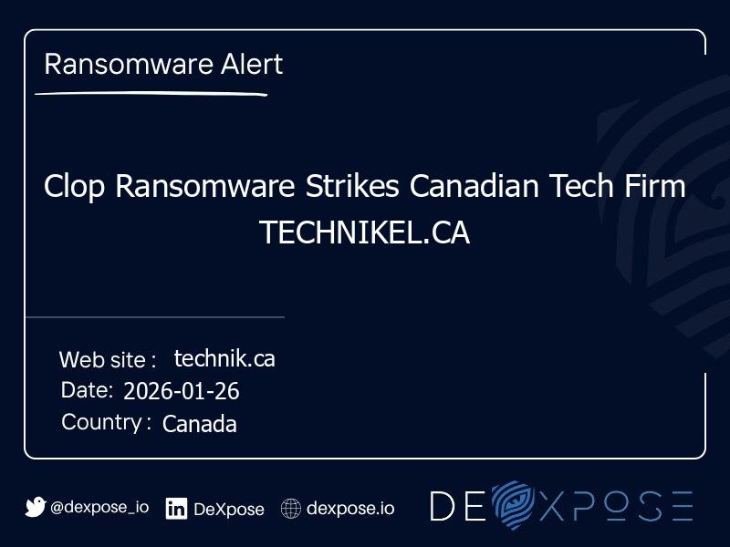 Clop Ransomware Strikes Canadian Tech Firm TECHNIKEL.CA