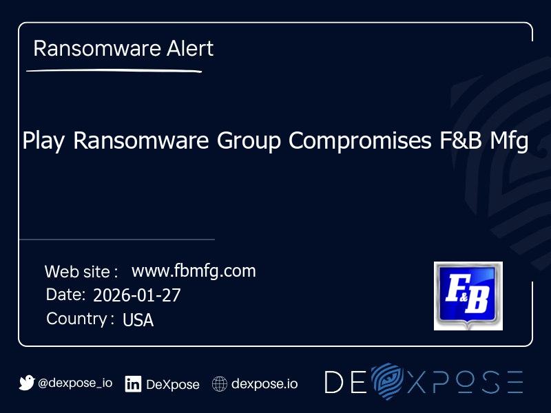 Play Ransomware Group Compromises F&B Mfg