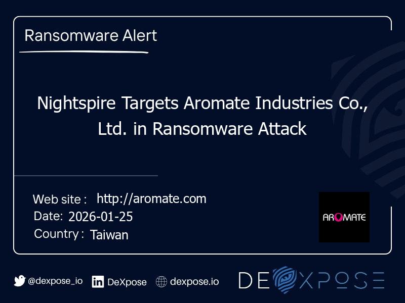 Nightspire Targets Aromate Industries Co., Ltd. in Ransomware Attack