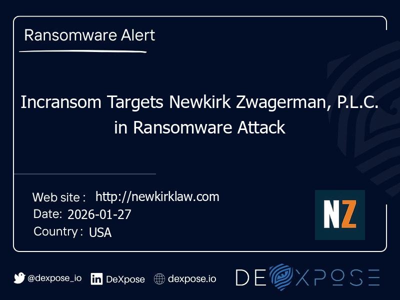 Incransom Targets Newkirk Zwagerman, P.L.C. in Ransomware Attack