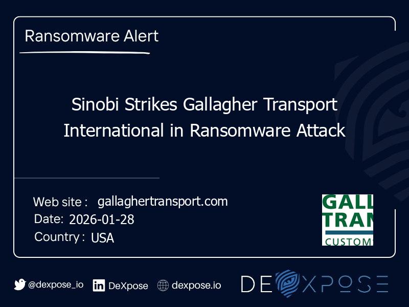 Sinobi Strikes Gallagher Transport International in Ransomware Attack