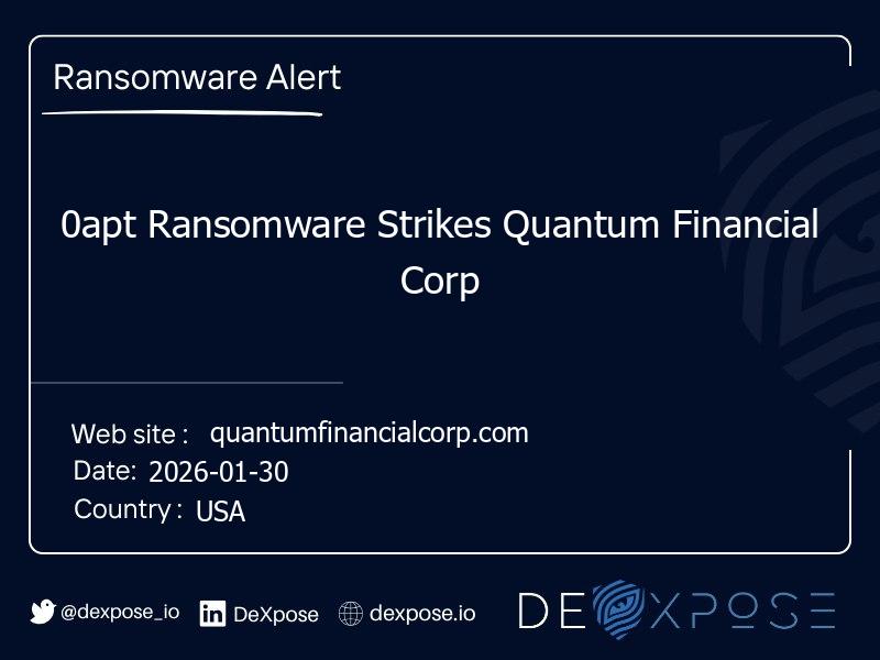 0apt Ransomware Strikes Quantum Financial Corp