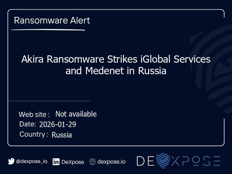 Akira Ransomware Strikes iGlobal Services and Medenet in Russia