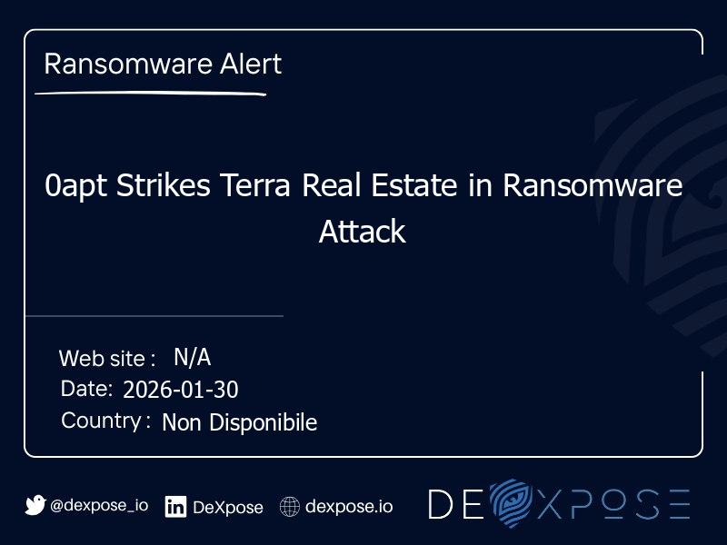 0apt Strikes Terra Real Estate in Ransomware Attack