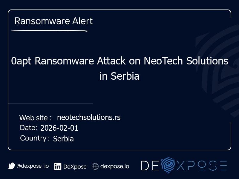 0apt Ransomware Attack on NeoTech Solutions in Serbia