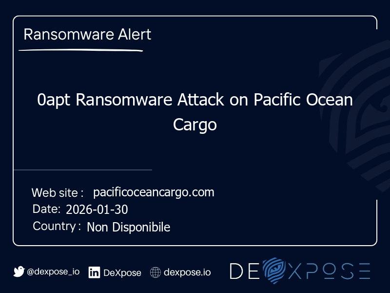 0apt Ransomware Attack on Pacific Ocean Cargo