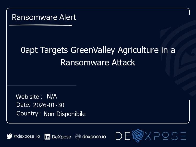 0apt Targets GreenValley Agriculture in a Ransomware Attack