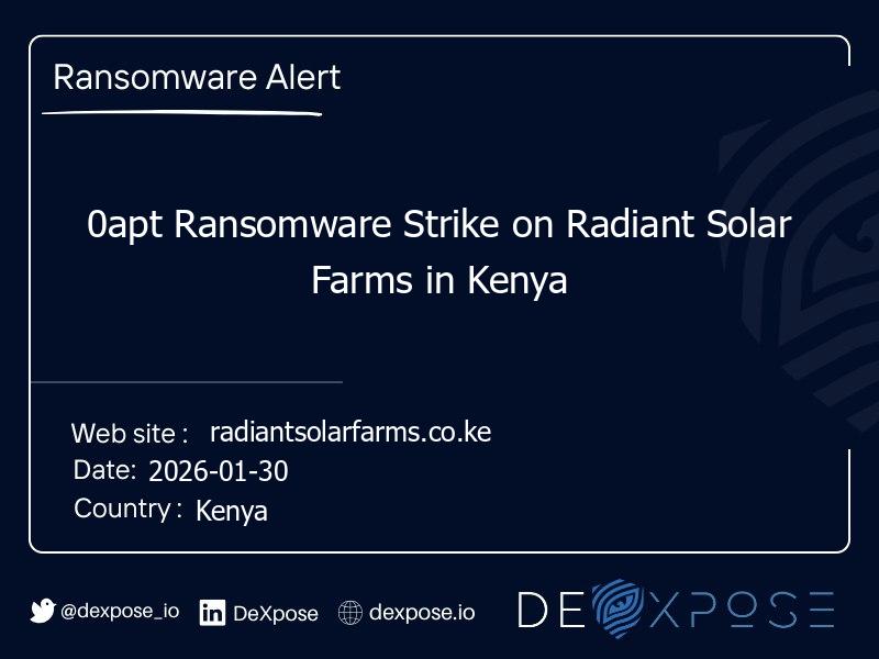 0apt Ransomware Strike on Radiant Solar Farms in Kenya
