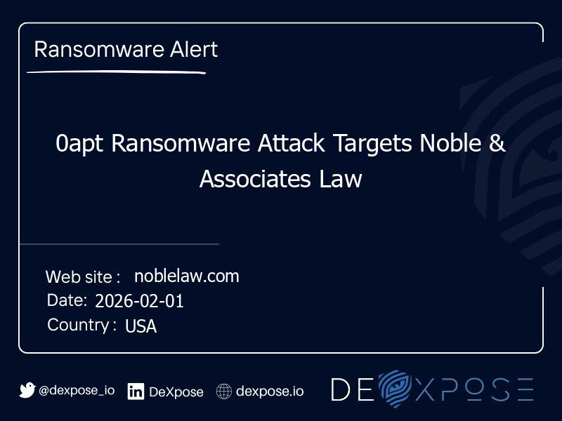 0apt Ransomware Attack Targets Noble & Associates Law