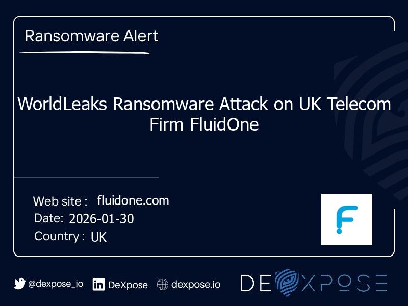 WorldLeaks Ransomware Attack on UK Telecom Firm FluidOne
