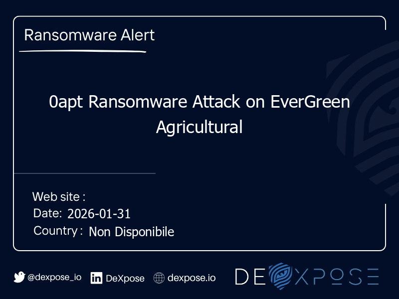 0apt Ransomware Attack on EverGreen Agricultural