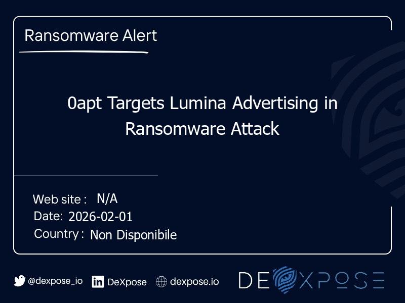 0apt Targets Lumina Advertising in Ransomware Attack