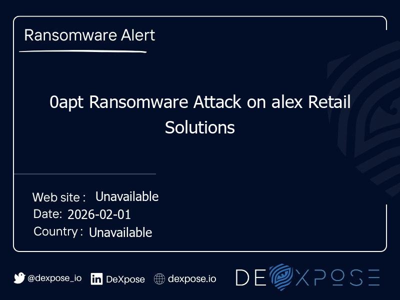 0apt Ransomware Attack on alex Retail Solutions