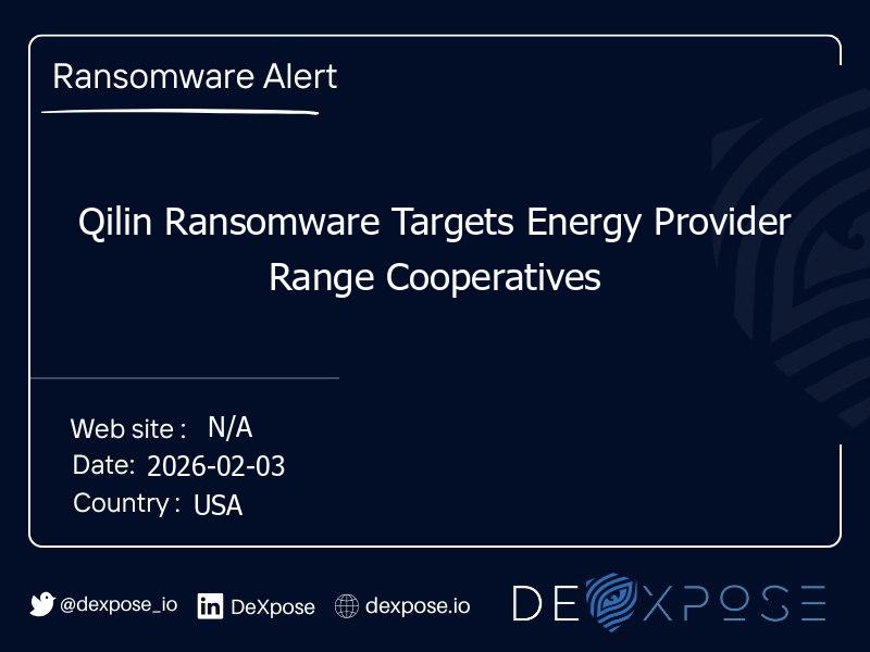 Qilin Ransomware Targets Energy Provider Range Cooperatives