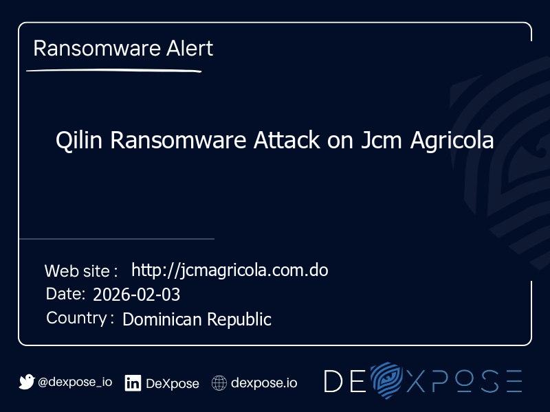 Qilin Ransomware Attack on Jcm Agricola
