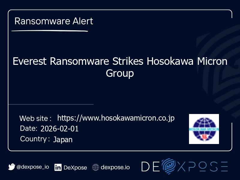 Everest Ransomware Strikes Hosokawa Micron Group