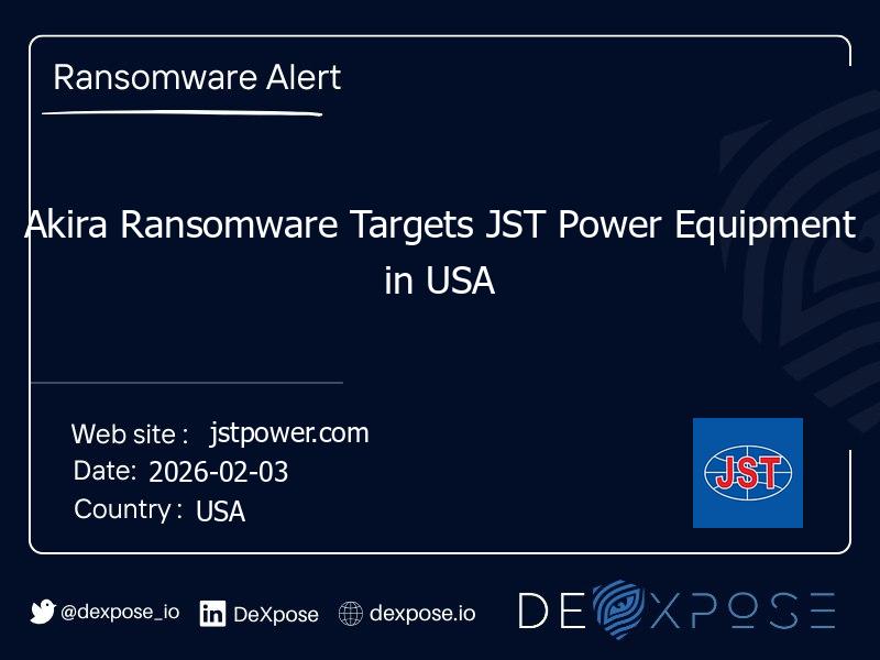 Akira Ransomware Targets JST Power Equipment in USA