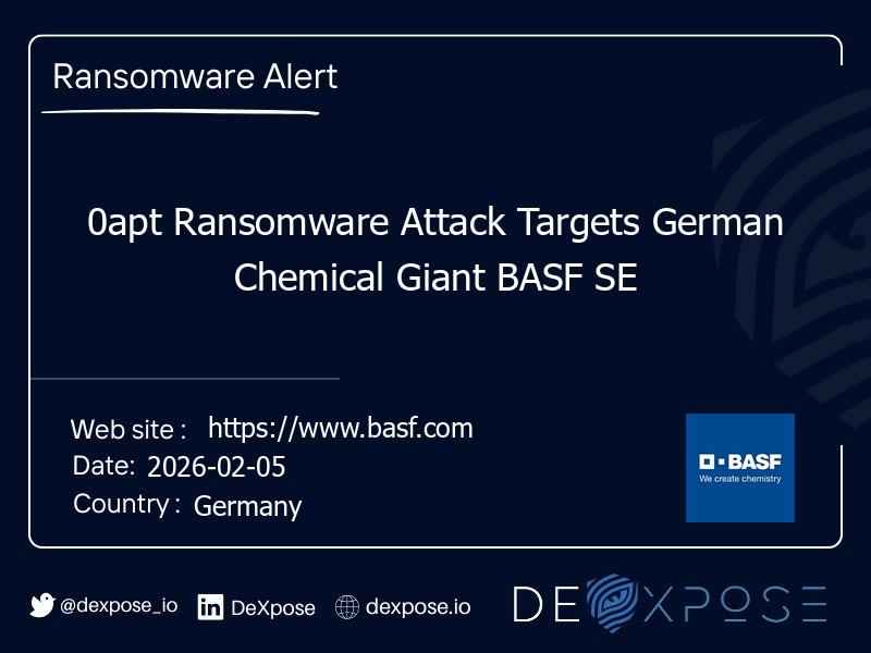 0apt Ransomware Attack Targets German Chemical Giant BASF SE