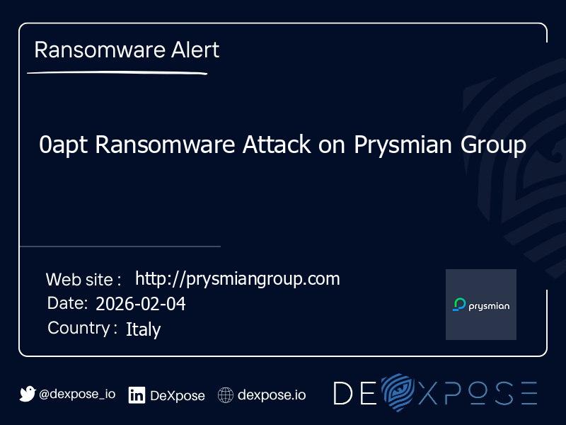 0apt Ransomware Attack on Prysmian Group