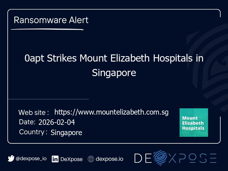 0apt Strikes Mount Elizabeth Hospitals in Singapore